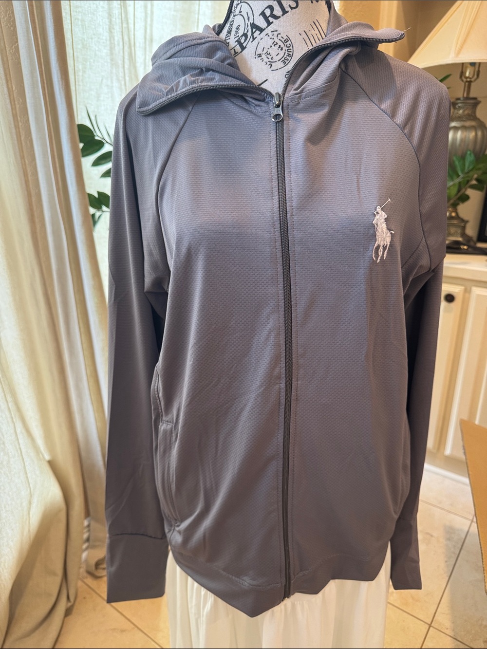 Ralph Lauren Hooded Full-Zip Jacket in Dusty Lavender Gray